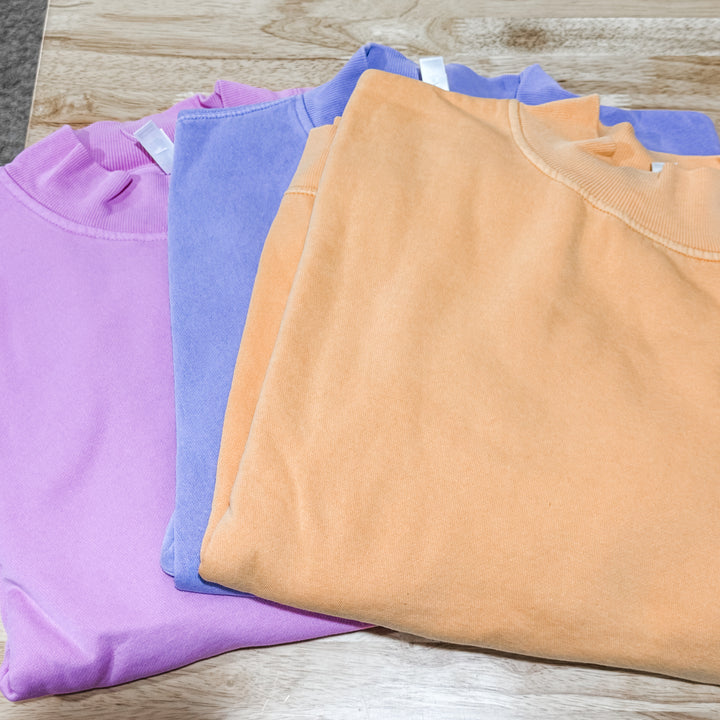 Garment dyed mock necks