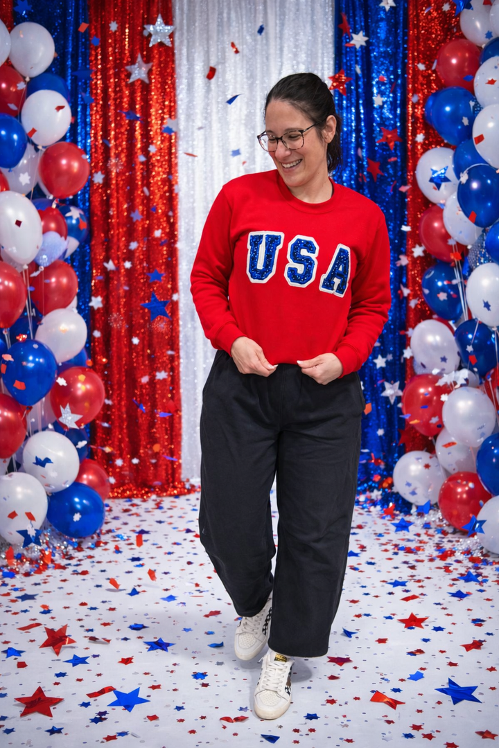 USA glitter and sequin embroidery design