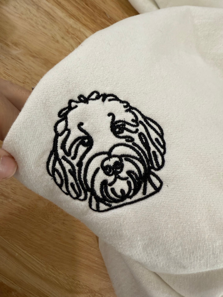 Embroidered pocket dog line art (original version)