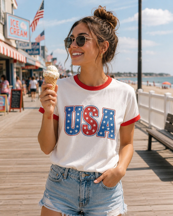 USA ringer tee