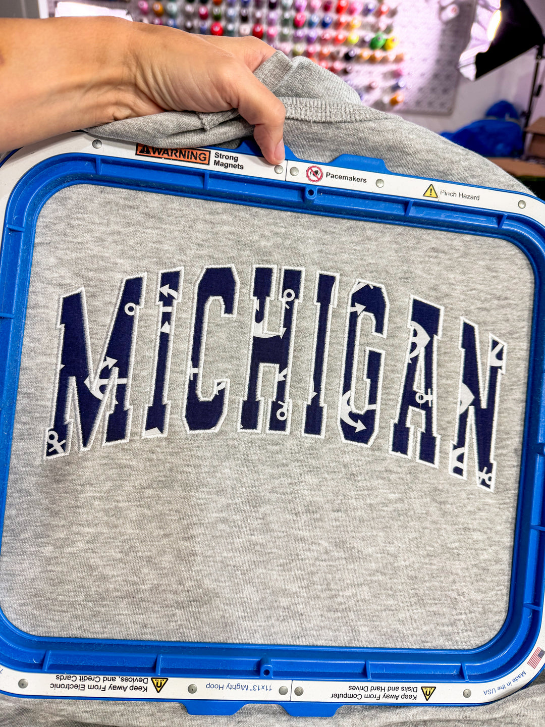 CUSTOM APPLIQUE EMBROIDERY FABRICS CREW NECKS