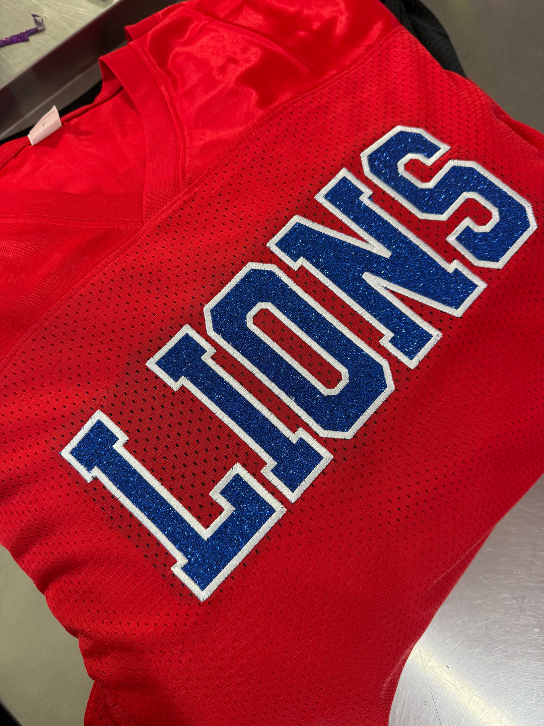 Glitter appliqué replica jerseys