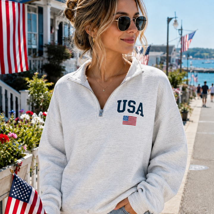 USA with flag quarter zip