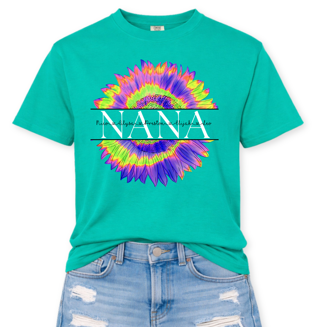 Custom tie dye flower tee