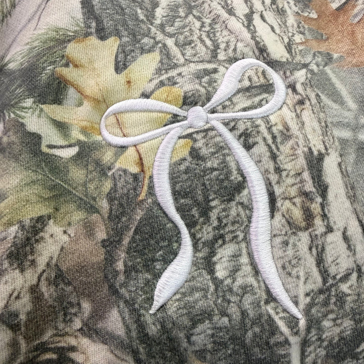 Camo with embroidered white bow