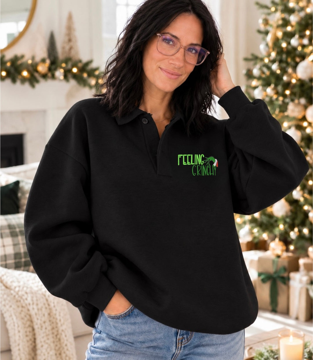 Feeling grinchy polo sweatshirt