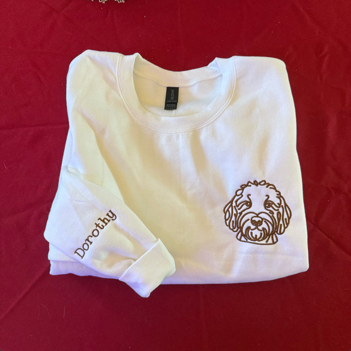 Embroidered pocket dog line art (original version)