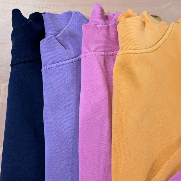 Garment dyed mock necks
