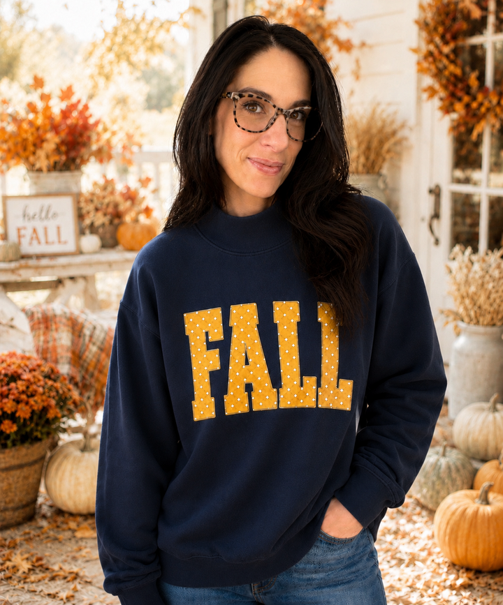 Fall polka dot navy mock neck