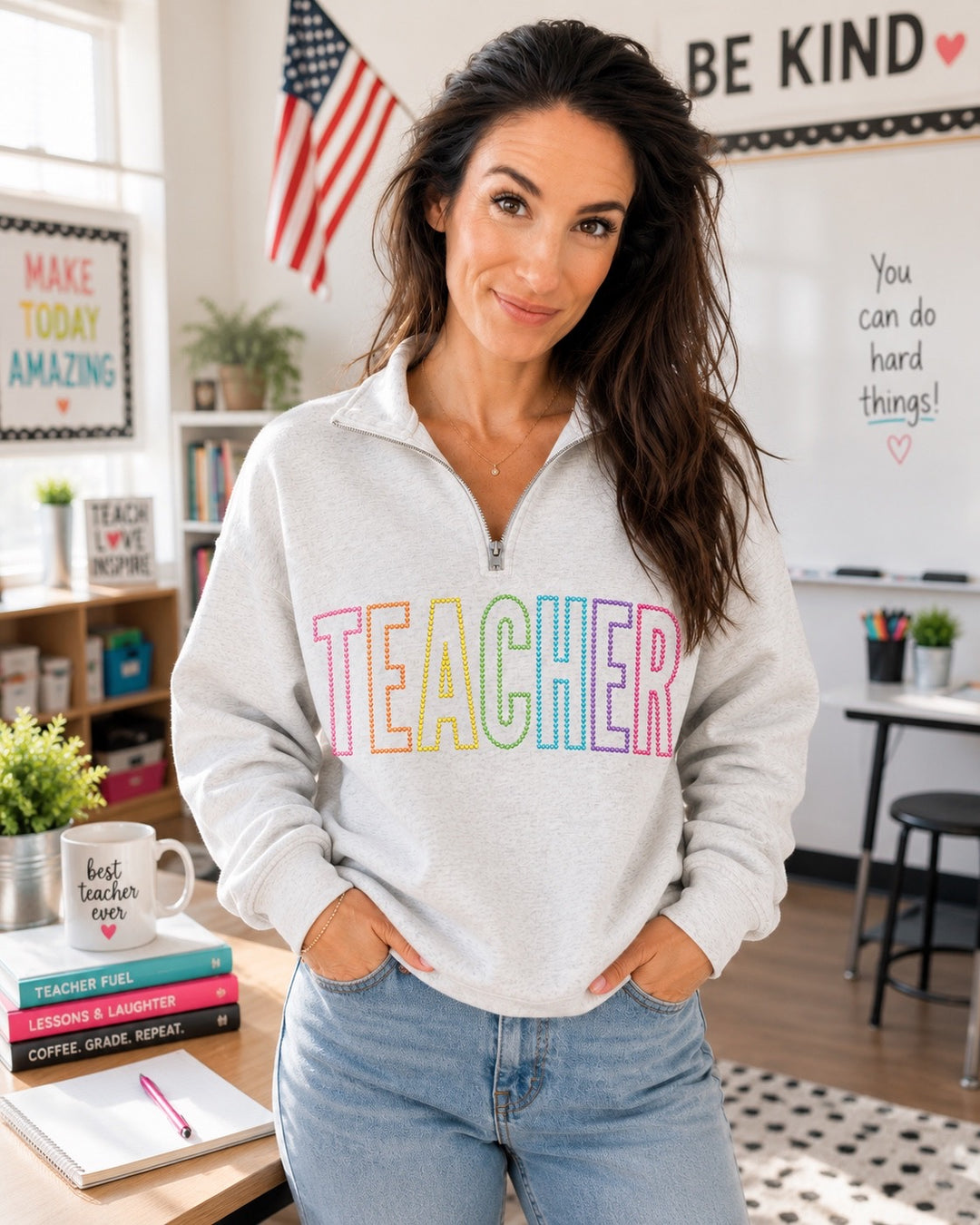 Teacher dot embroidery