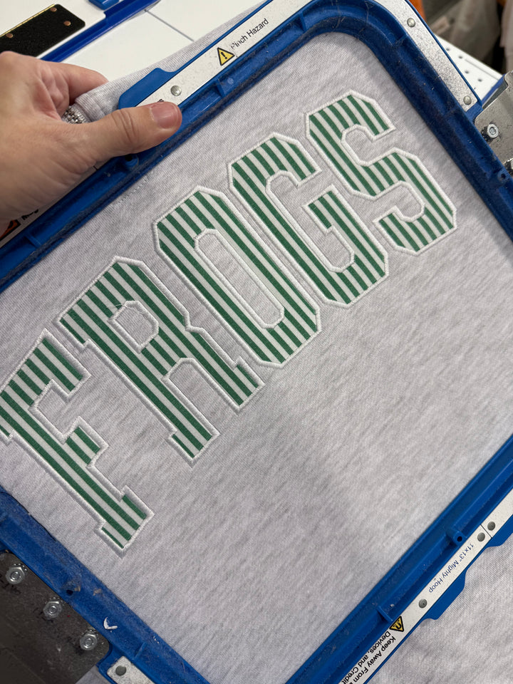 CUSTOM APPLIQUE EMBROIDERY FABRICS CREW NECKS