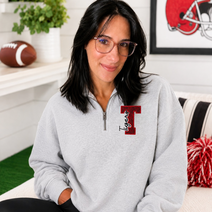 Quarter Zip Mascot Glitter Applique