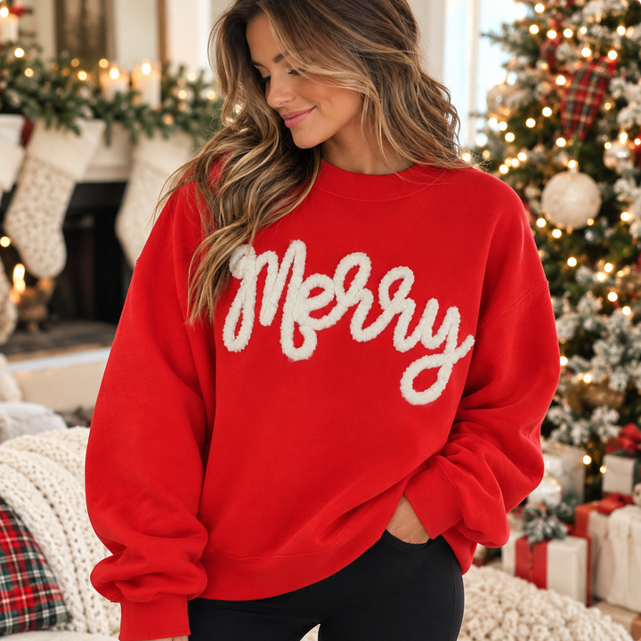 Merry yarn embroidered sweatshirt