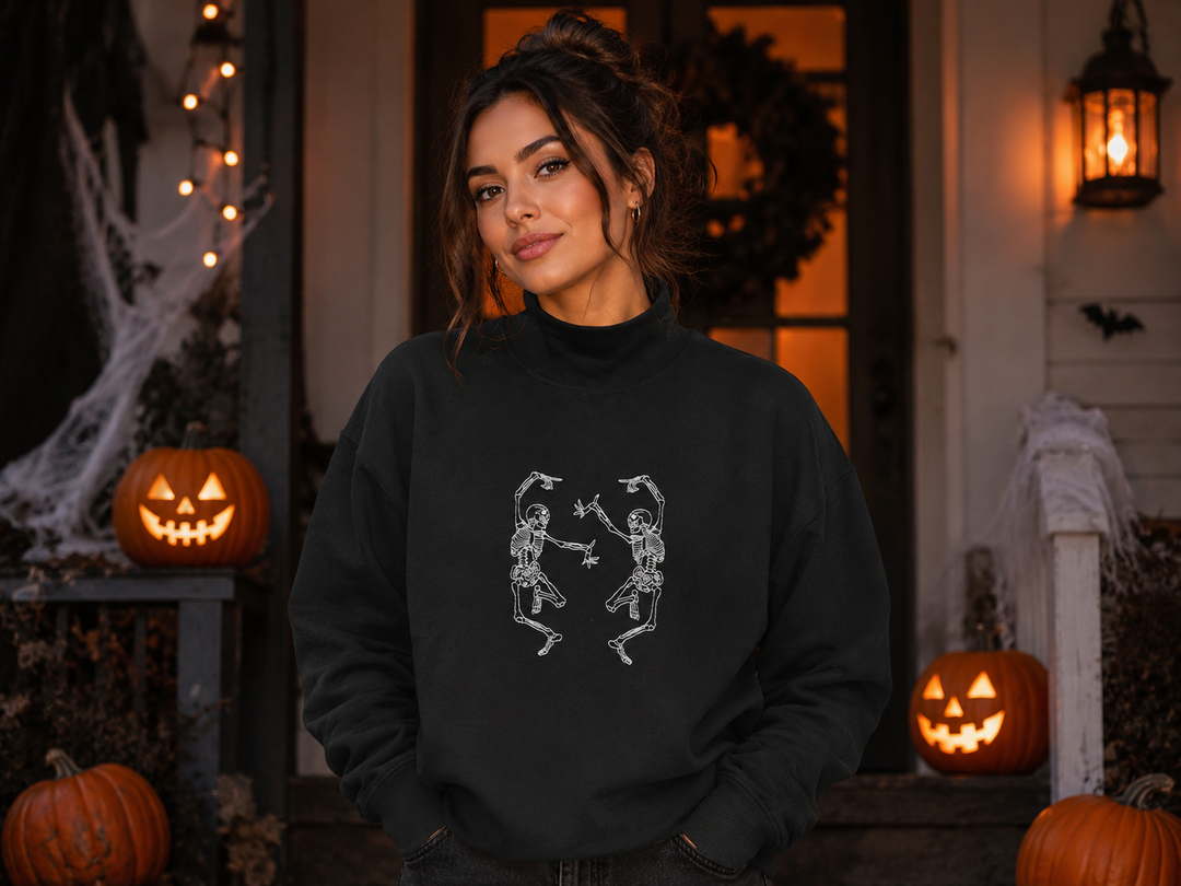 Glow in the dark skeletons embroidered
