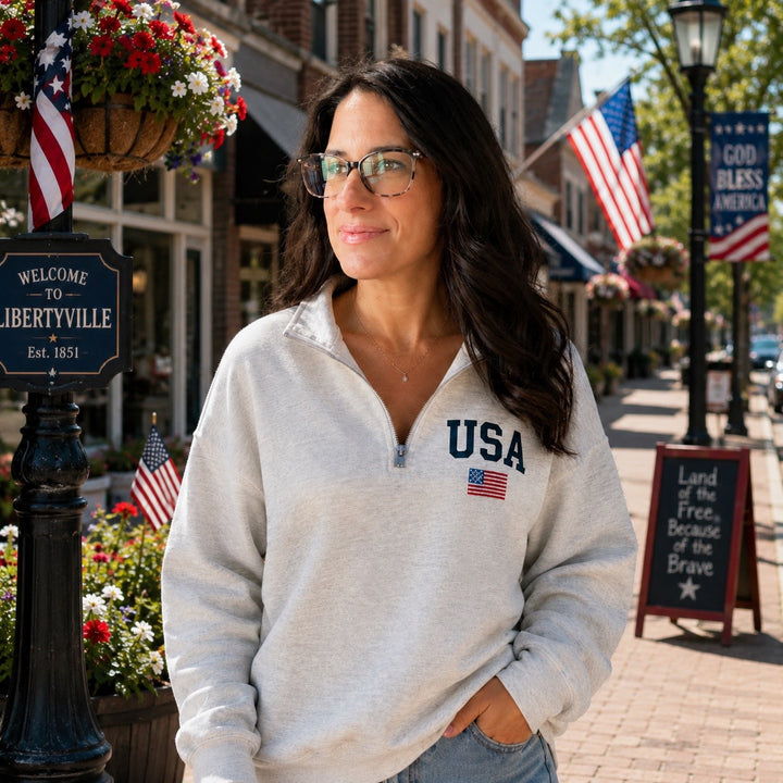 USA with flag quarter zip