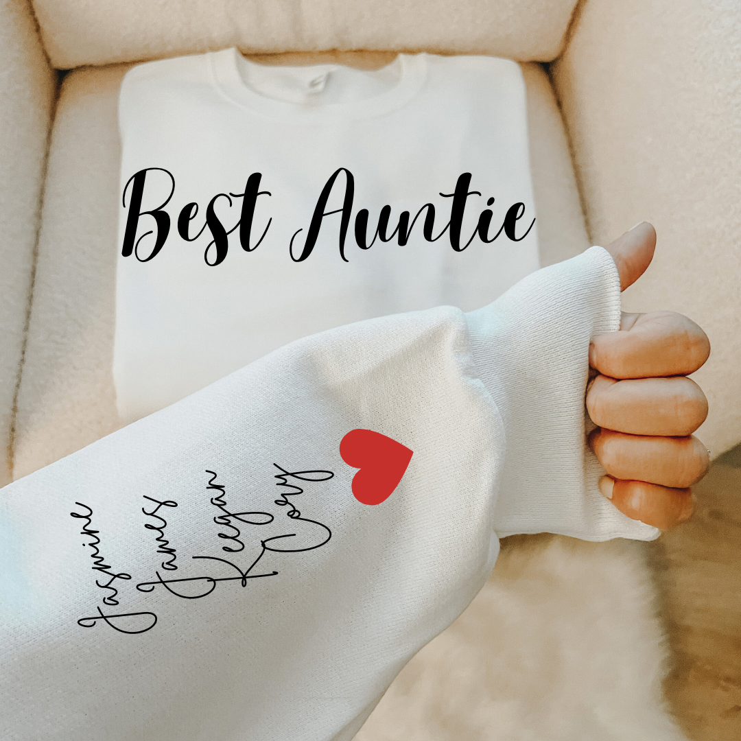 Custom front name with sleeve and heart